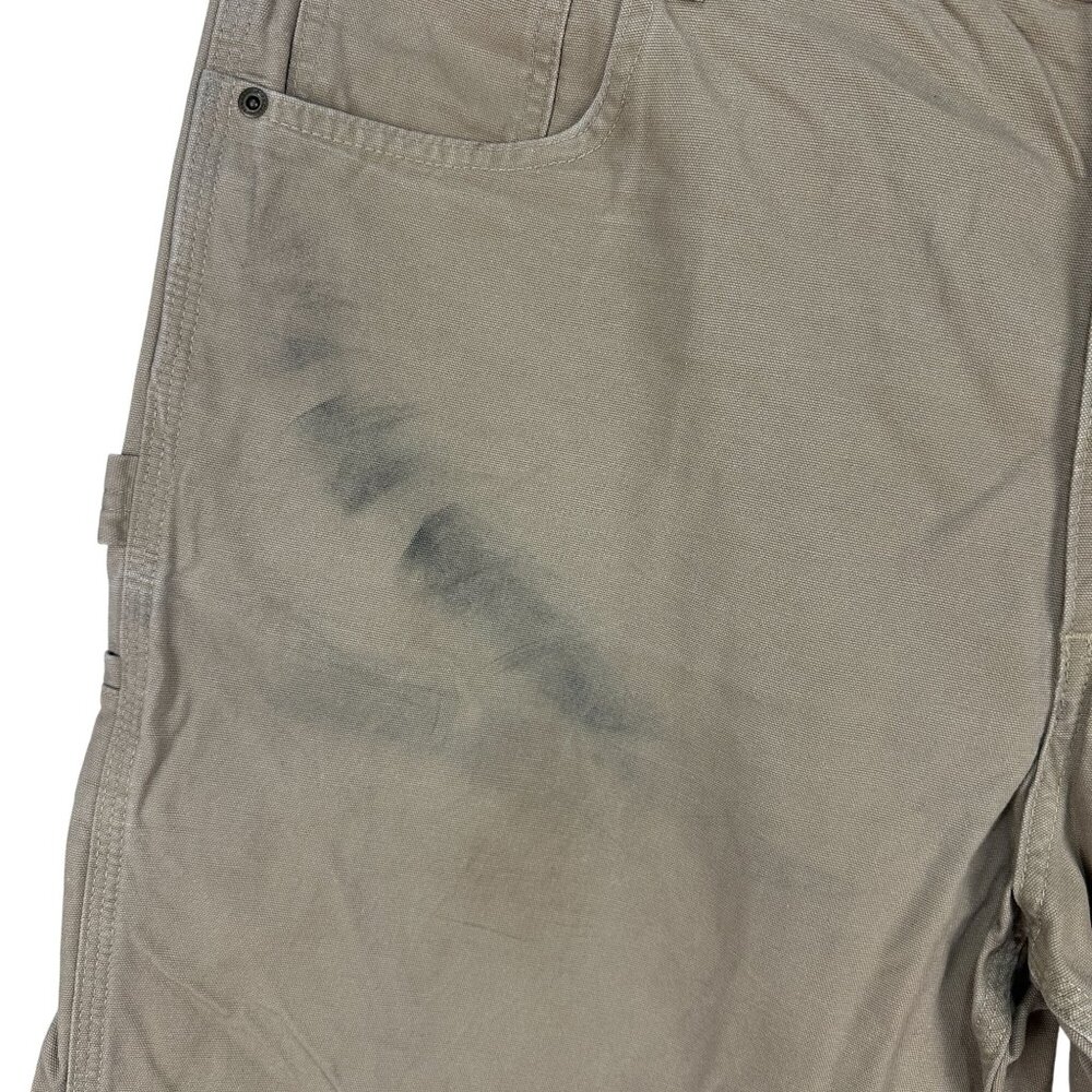 Carhartt Mens Loose Fit Canvas Carpenter Pants Khaki Utility Workwear Size 42X30 - Picture 2 of 12